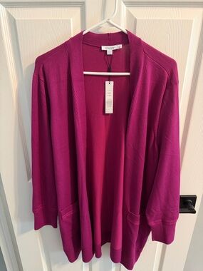 Chico's Open-Front Cardigan - Fuchsia/Magenta